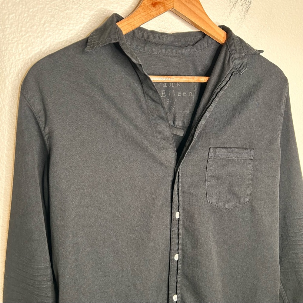 Frank & Eileen Black Button-Front Mini Shirt Dress - image 4